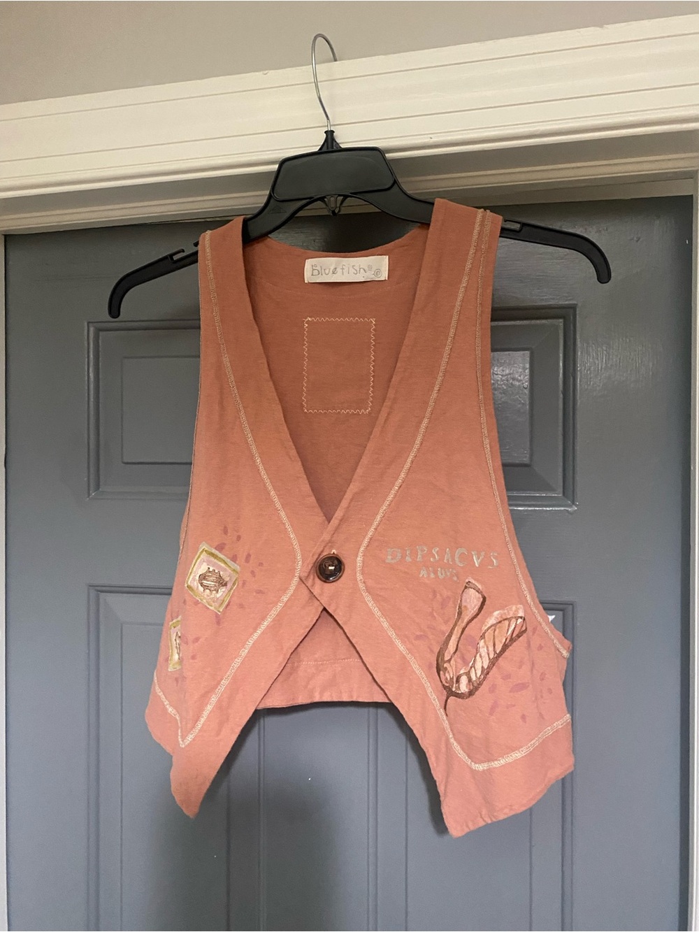 Blue Fish Vintage Embroidered Peach Vest